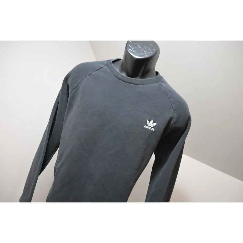 Adidas Sweat Shirt Crew Neck Black‎ PrimeGreen VTG LOGO Sweater Mens Large